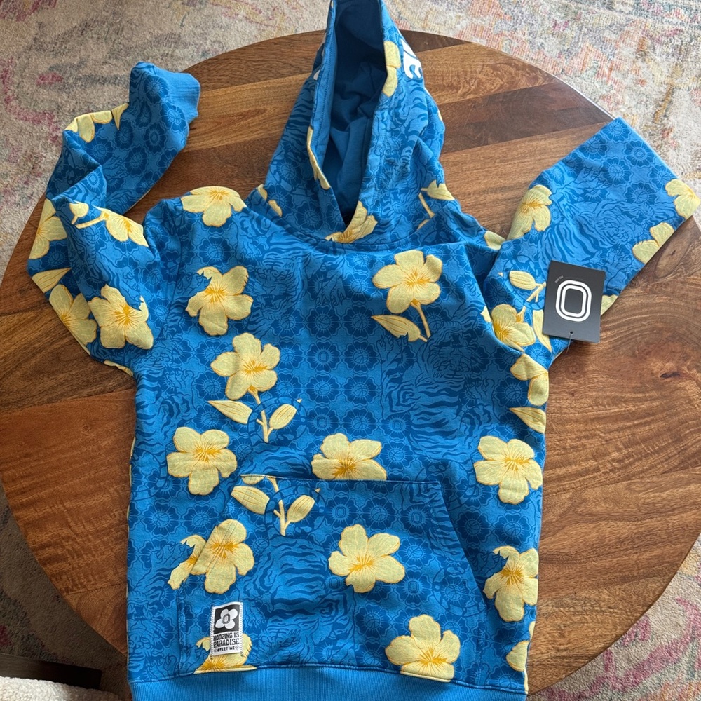 Overtime Blue and Yellow Floral Kids Hoodie brand new with tags